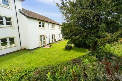 an aerial view of a house with a yard at Quaver Cottage in Keswick