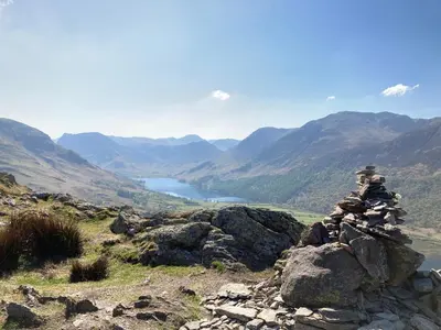 a pile of rocks sitting on top of a mountain at Penny End, Mosser - Western Lakes and great walks in Cockermouth