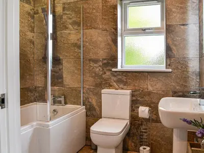 a bathroom with a toilet and a sink at Chestnuts in Burgh by Sands
