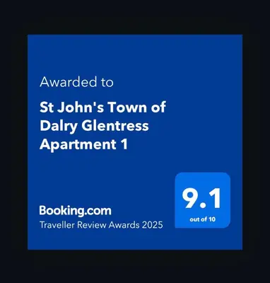 a blue screen with the text emailed to st johanns town of daily at St John's Town of Dalry Glentress Apartment 1 in Dalry