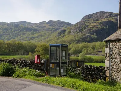 a phone booth on the side of a road at Newfield Apartment 2 in Broughton in Furness