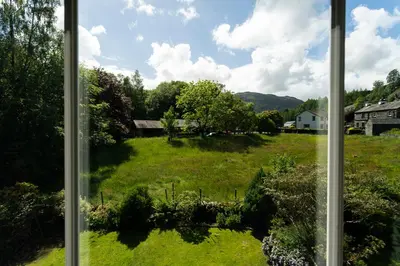 a view of a field from a window at Oak Cottage Chapel Stile in Chapel Stile