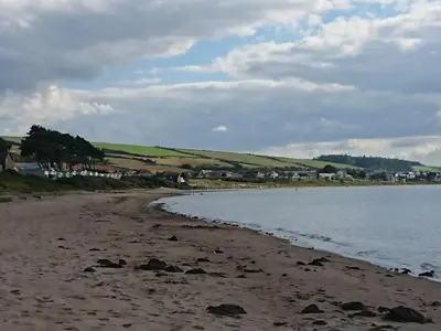 a view of the beach from the shoreline at Rothiemay in Girvan